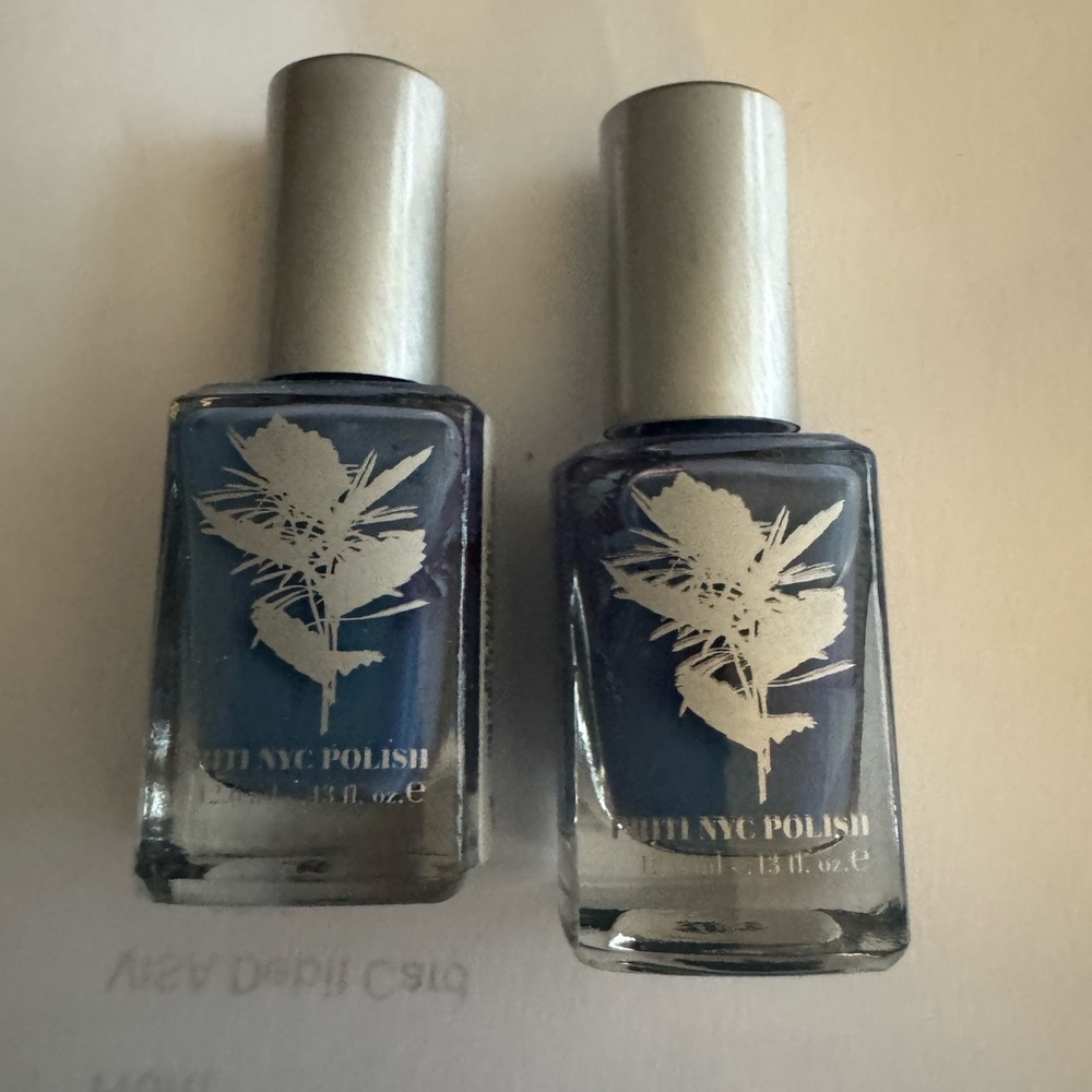 Priti NYC organic nail polish blue mist nib set of 2 fun